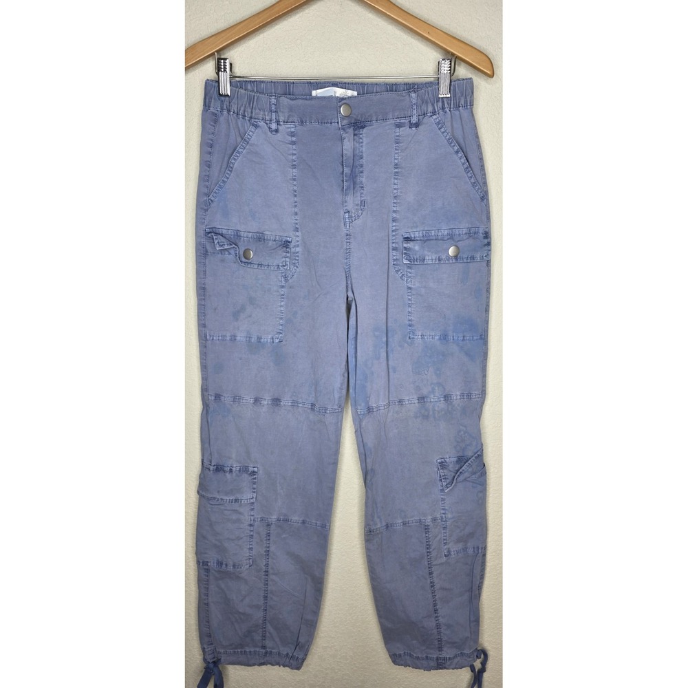 Altar'd State Jean Women 29x30 Blue Cotton Wide Leg Baggy Cargo Utility Faded